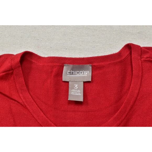 Chico's Red Rayon Nylon Blend Long Sleeve Sweater Size 3 - Picture 6 of 8